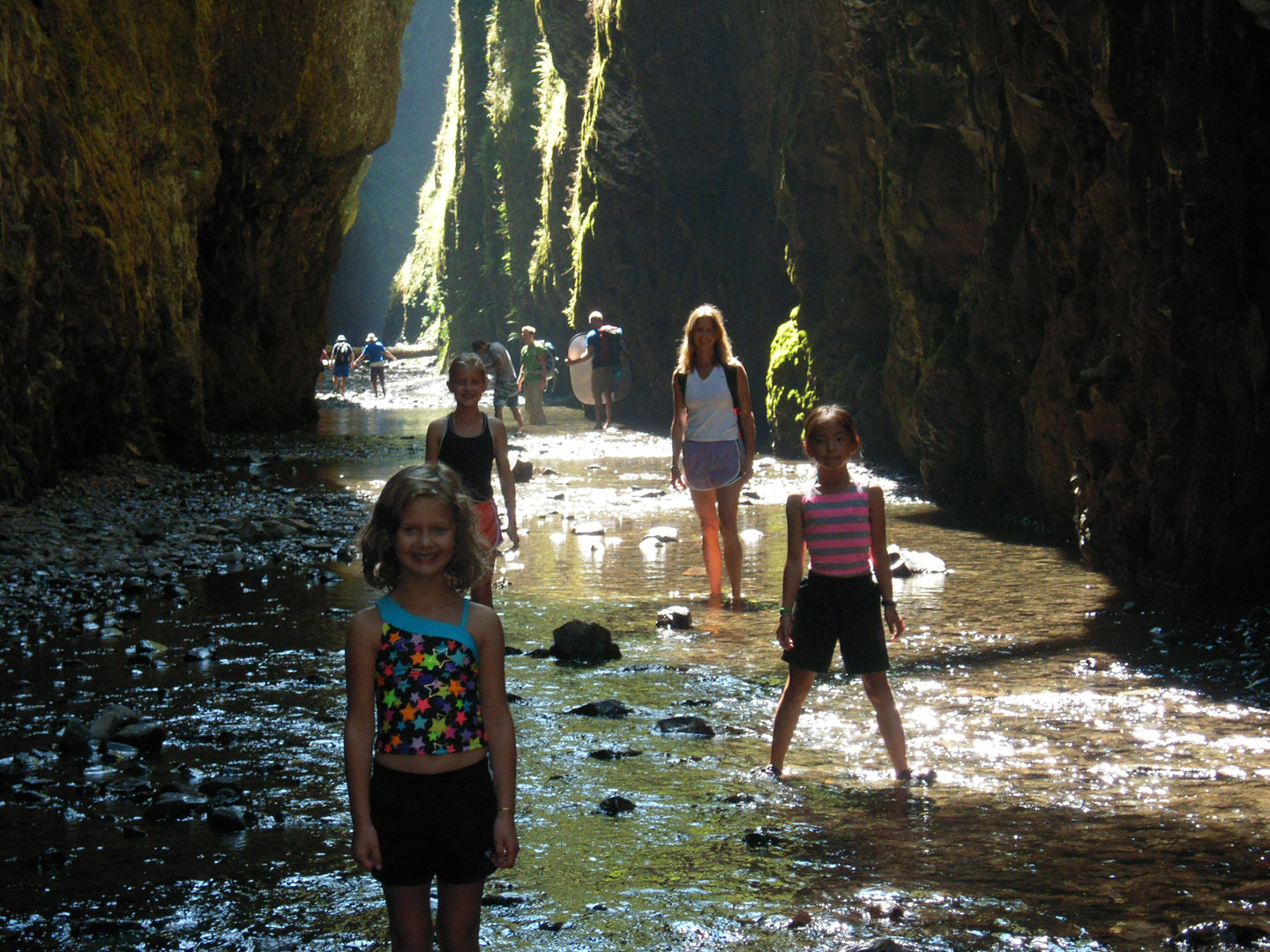 The lady hikers line up for a photo op.