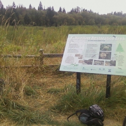 Schweitzer Restoration Area sign along the trail.